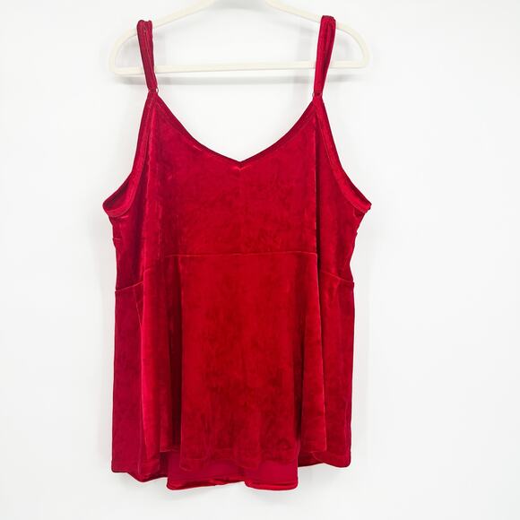 TORRID Womens Y2K Scoop Neck Crushed Velvet Peplum Tank Top Size 3X Bright Red - Picture 8 of 8